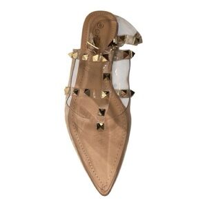 Clear Gold Studded Mules Women’s Size: 6.5
